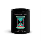 Black Glossy Mug "Those Who Wait" Hourglass