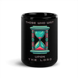 Black Glossy Mug "Those Who Wait" Hourglass